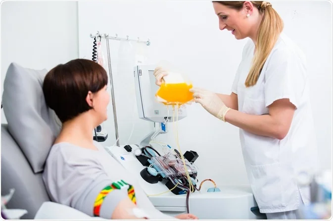 Patient relaxing during infusion